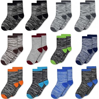 Boys Socks, Ankle Crew Socks for Toddler Kids Boys Girls(1-14 Years Old), 12 Pairs Athletic Half Cushion Ankle Socks Set