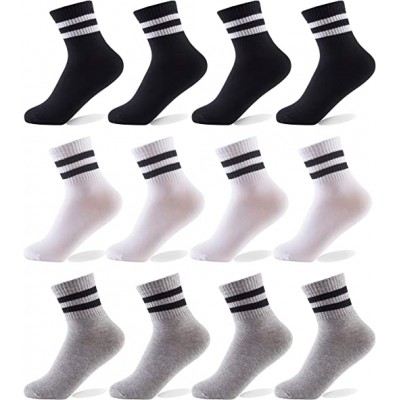 Black,white,grey Boys Socks 12 Packs Fit for 2-12 Years Old Boys and Girls Cotton Athletic Ankle Socks for Toddler Kids and Big Kids