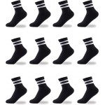 Black Boys Socks 12 Packs Fit for 2-12 Years Old Boys and Girls Cotton Athletic Ankle Socks for Toddler Kids and Big Kids