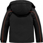 Black Boy's Waterproof Ski Jacket Fleece Winter Outdoor Snow Coat Hooded Raincoats