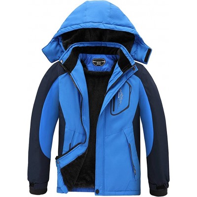 Blue Boy's Waterproof Ski Jacket Warm Winter Snow Coat Fleece Snowboarding Jackets Thick Hooded Windproof Raincoat