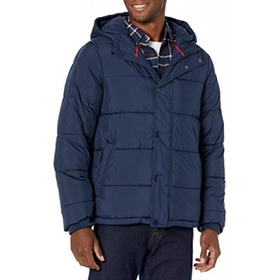 Navy Men's Heavyweight Hooded Puffer Coat