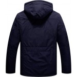 Navy Men's Warm Thicken Hooded Parka Winter Heavy Sherpa Lined Padded Coat