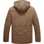 Khaki Men's Warm Thicken Hooded Parka Winter Heavy Sherpa Lined Padded Coat