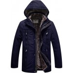 Navy Men's Warm Thicken Hooded Parka Winter Heavy Sherpa Lined Padded Coat