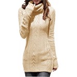 v28 Women Polo Neck Long Slim Fitted Dress Bodycon Turtleneck Cable Knit Sweater