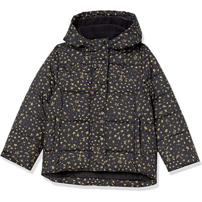 Black, Stars Girls and Toddlers' Heavyweight Hooded Puffer Jacket